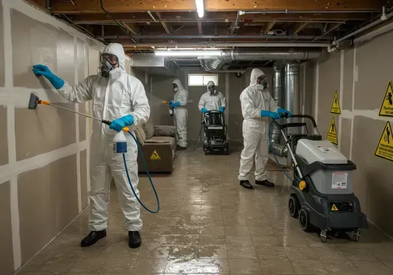 Basement Moisture Removal and Structural Drying process in Hackberry, LA